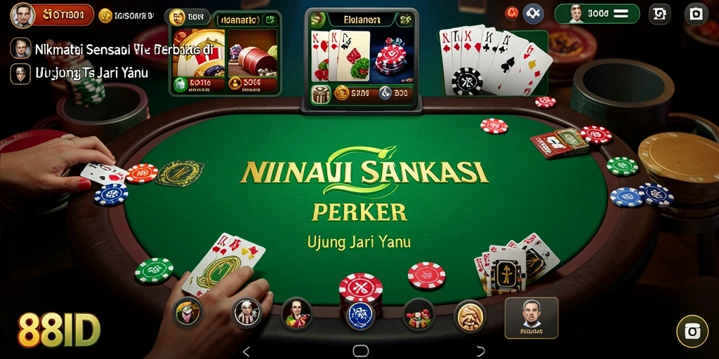 Tampilan gameplay Poker yang seru dan menarik di 88ID.