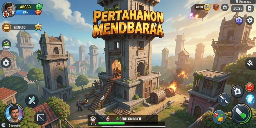 Screenshot menampilkan gameplay menegangkan dari Tower Defense.