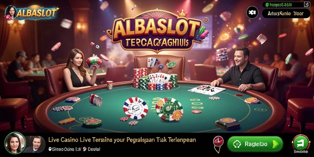Screenshot gameplay ALBASLOT dengan dealer langsung yang profesional