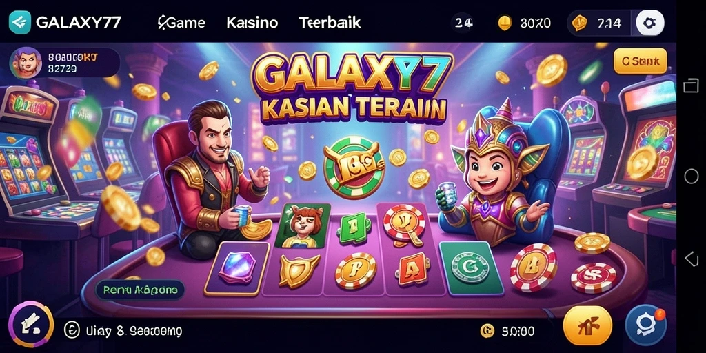 Screenshot gameplay GALAXY77 yang menampilkan suasana Kasino yang mendebarkan.