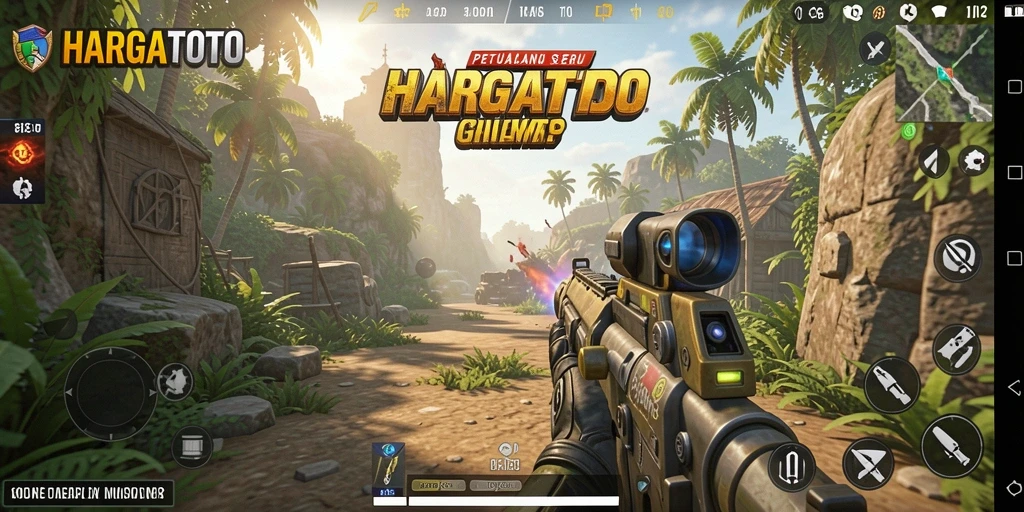 Tangkapan layar gameplay HARGATOTO menunjukkan aksi tembak-menembak seru.