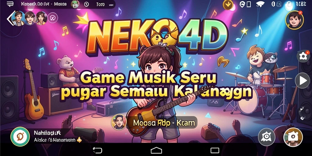 Screenshot gameplay NEKO4D menampilkan aksi seru dan interaksi musik.