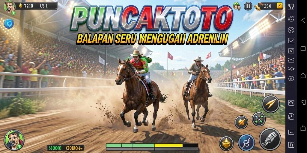 Tangkapan layar PUNCAKTOTO menampilkan aksi balapan yang seru dan mendebarkan.