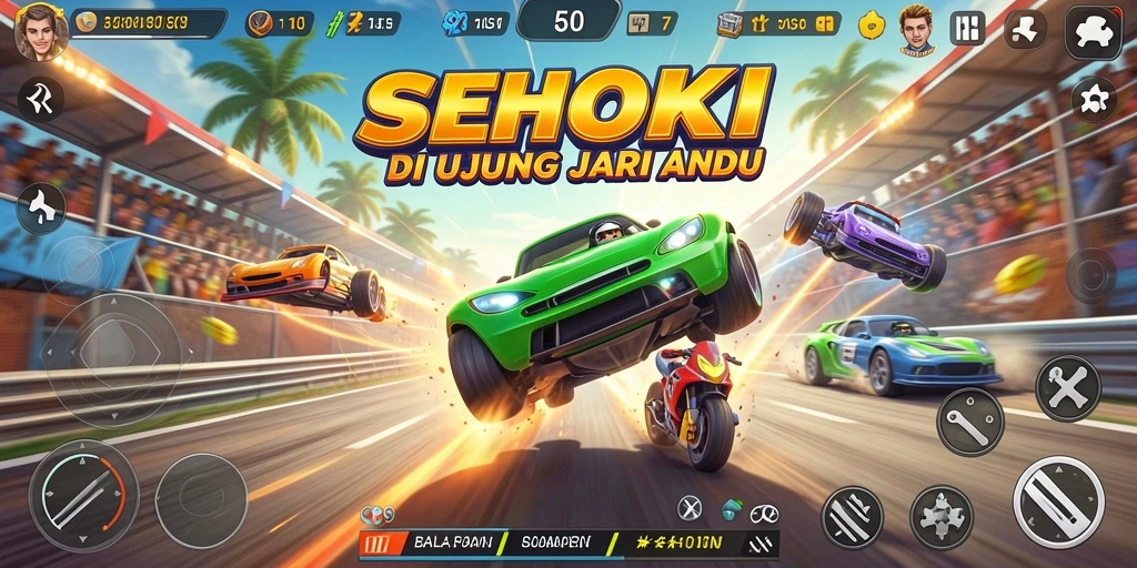 Tampilan gameplay seru balapan mobil di SEHOKI.