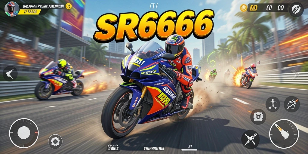 Tampilan gameplay balapan motor seru di SR6666.